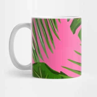 Tropical Plants on Bright Pink Mug